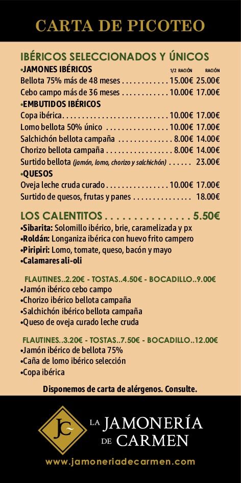 carta de picoteo