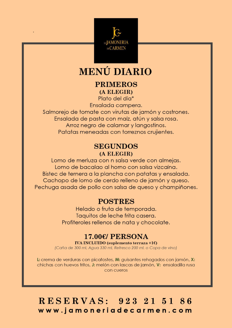 MENU DEL 15 AL 19 DE JUNIO